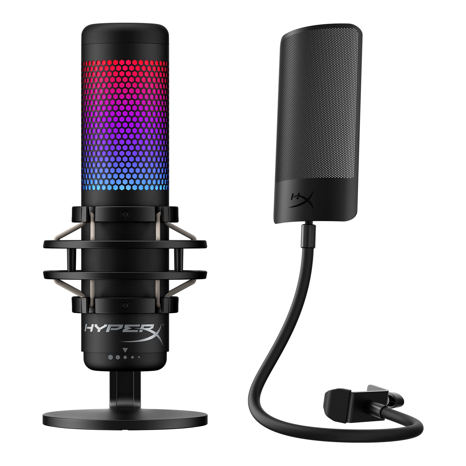 HyperX QuadCast S USB Condenser Microphone with Shield Pop Filter Bundle - Professional Streaming, Podcasting & Gaming Setup for PC, PS4 & Mac