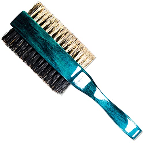 Wave Brush - 2 Way Wavy Hard Club Brush with 50% Natural Boar Bristles & 50% Nylon - Turquoise (1 Pack) - Perfect for Styling, Detangling & Smoothing Hair at Home or Salon