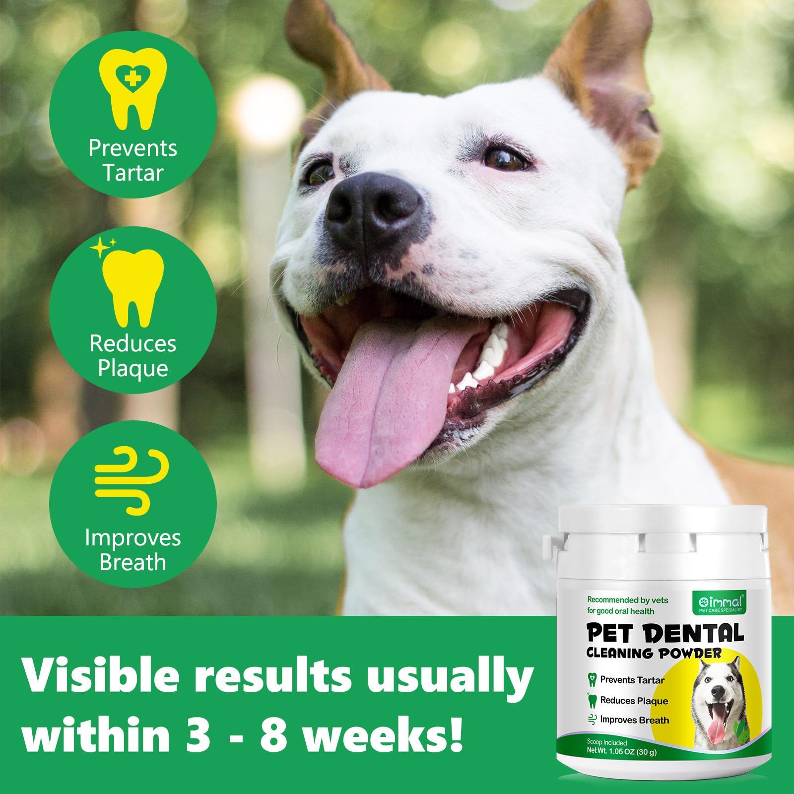 Natural Dog Teeth Cleaning Powder with Probiotics - Freshens Breath, Reduces Plaque & Tartar - Dental Powder for Small, Medium & Large Dogs (30g) - Perfect for Daily Oral Care & Bad Breath Prevention
