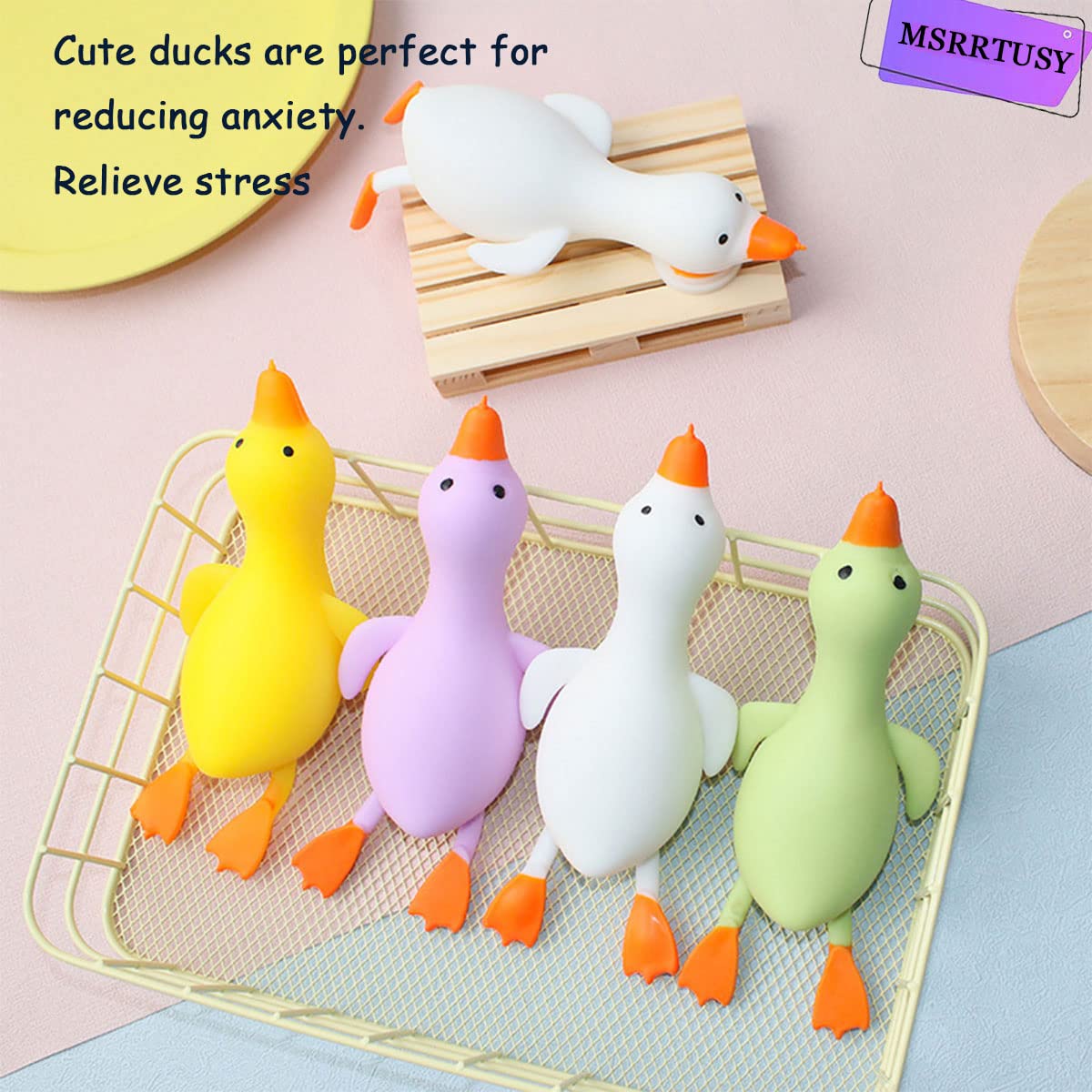 3Pcs Stretchy Duck Squeeze Toys - Stress Relief Fidget Toys for Adults & Kids, Party Favors, Birthday & Christmas Gifts - Perfect for Classroom Prizes, Easter Egg Hunts & Anxiety Relief