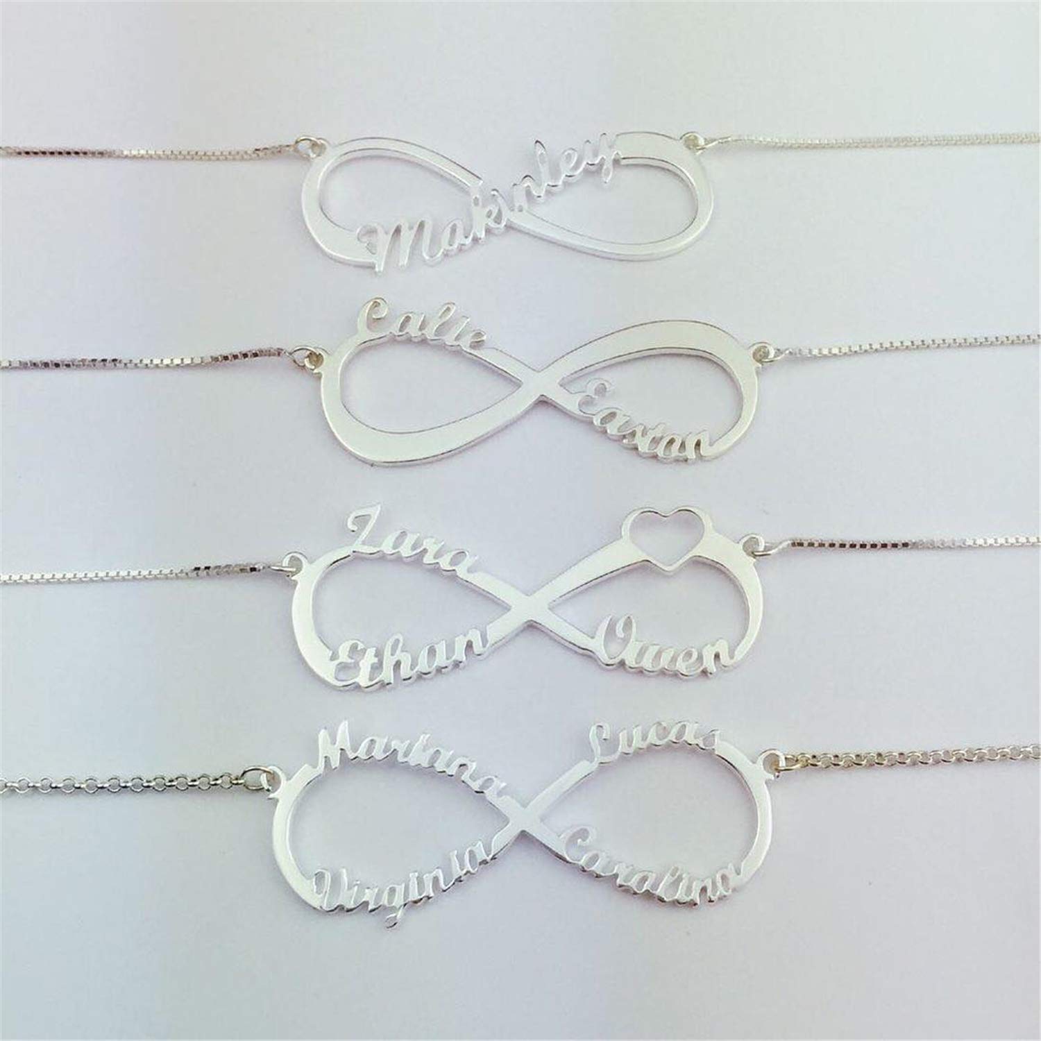 Personalized Infinity Name Necklace - Custom Family Name Pendant in Brass | Eternal Infinity Jewelry Gift for Mom, Wife, Daughter | Anniversary, Birthday, Mother's Day Present