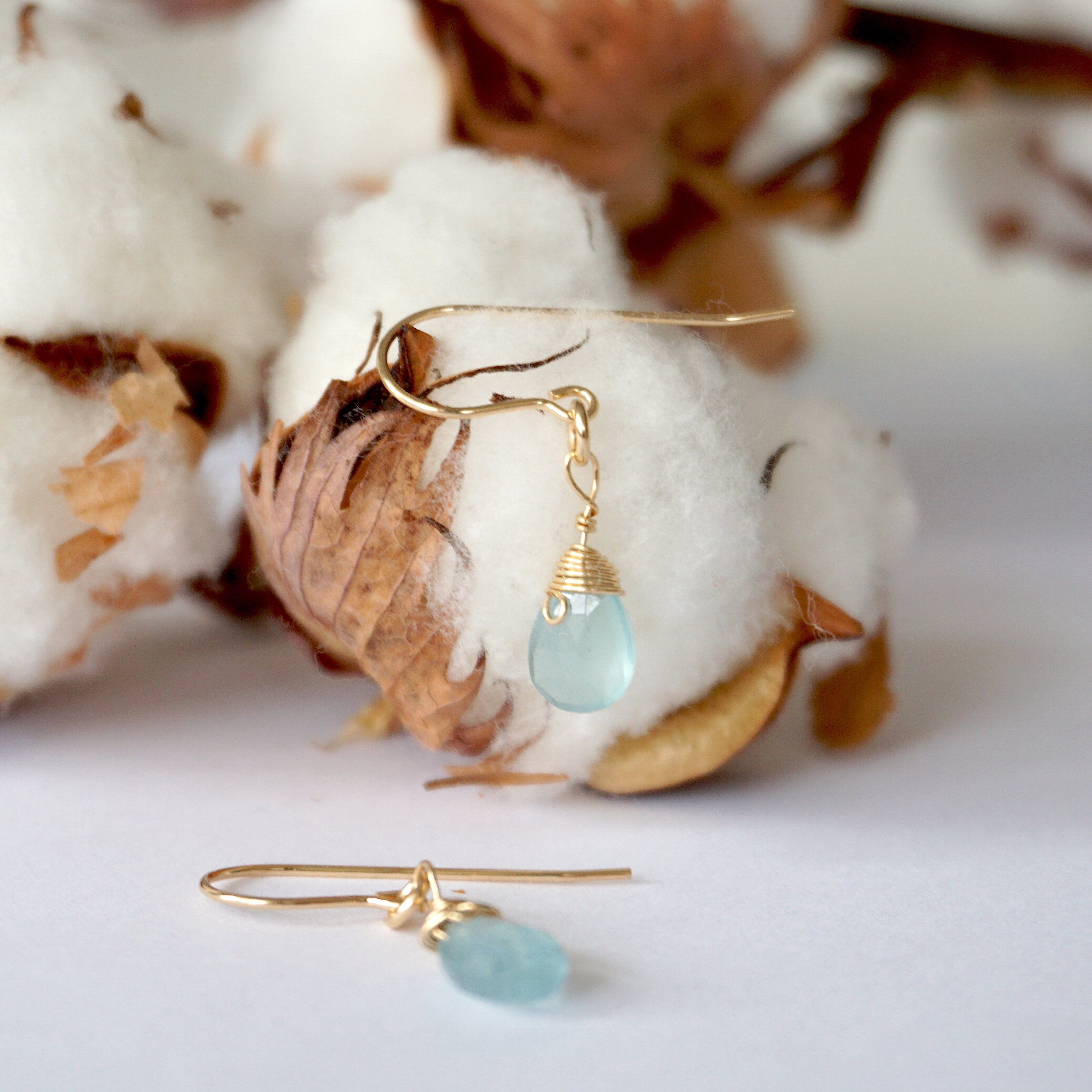 Aquamarine Teardrop Earrings - 14k Gold Filled Dangle Earrings for Women | Elegant Jewelry Gift for Birthday, Wedding & Special Occasions