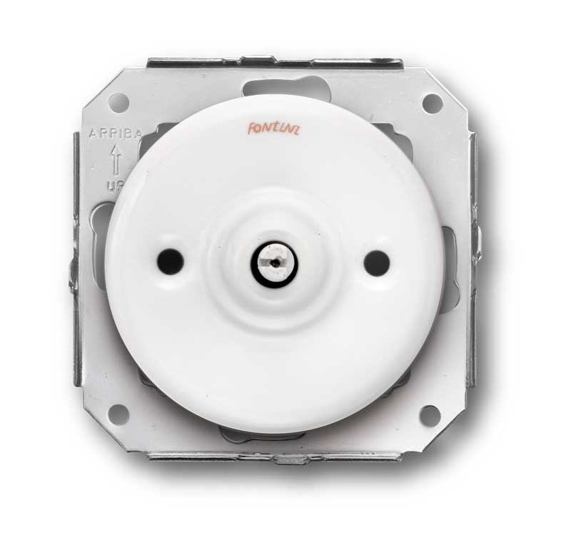 White Porcelain Rotary Switch (2-Pole) Without Knob - Durable Electrical Switch for Home Appliances & DIY Projects