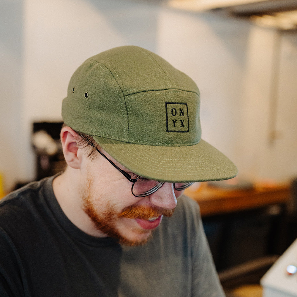 Box Logo Wool Camper Hat (Olive) - Warm Winter Beanie for Outdoor Activities, Hiking & Casual Wear