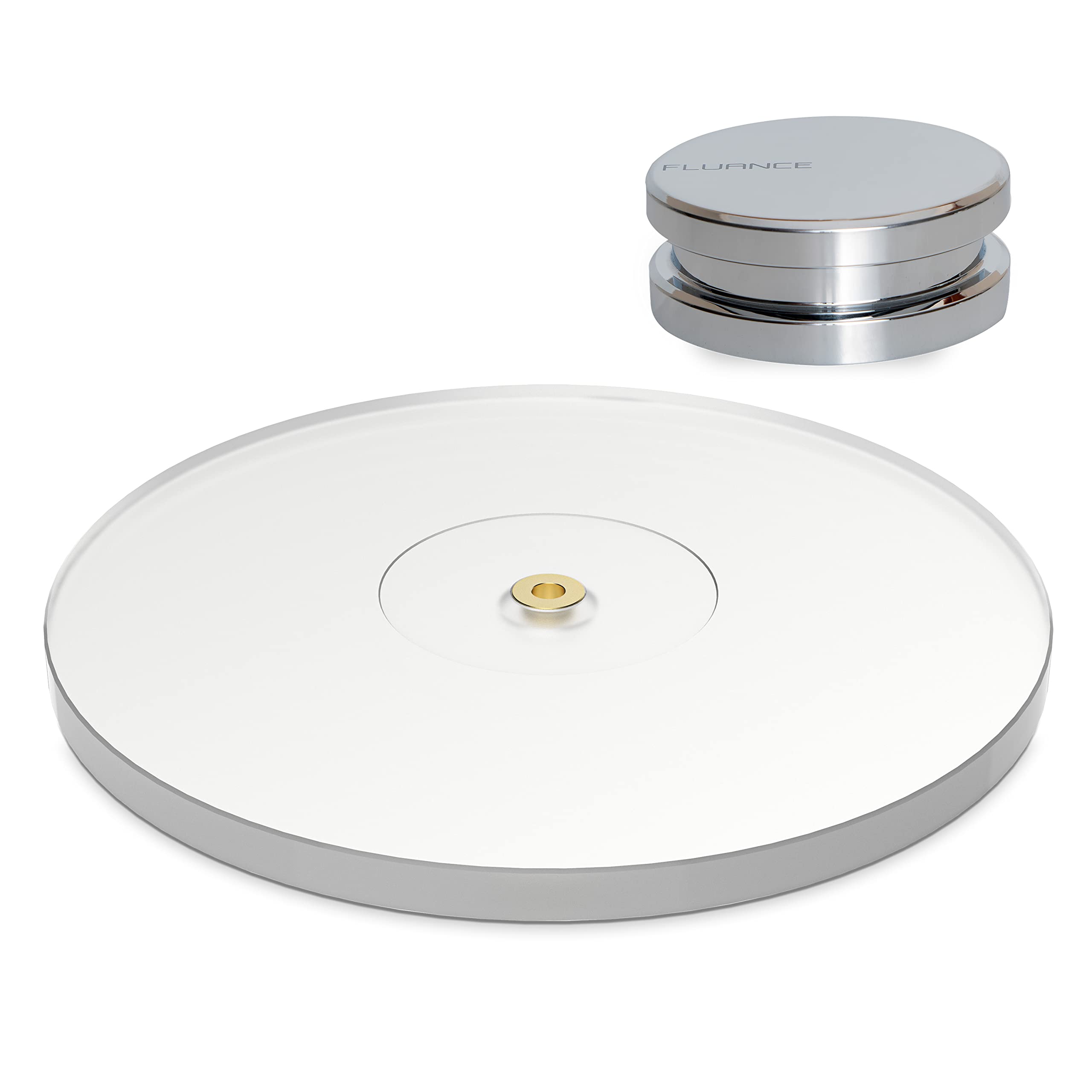 Fluance High Density Frosted Acrylic Turntable Platter for RT82/RT83/RT84/RT85 Reference Turntables - Includes 760g Steel LP Disc Stabilizer & Vinyl Record Weight - Perfect for Audiophile Vinyl Playback & HiFi Sound System Setup
