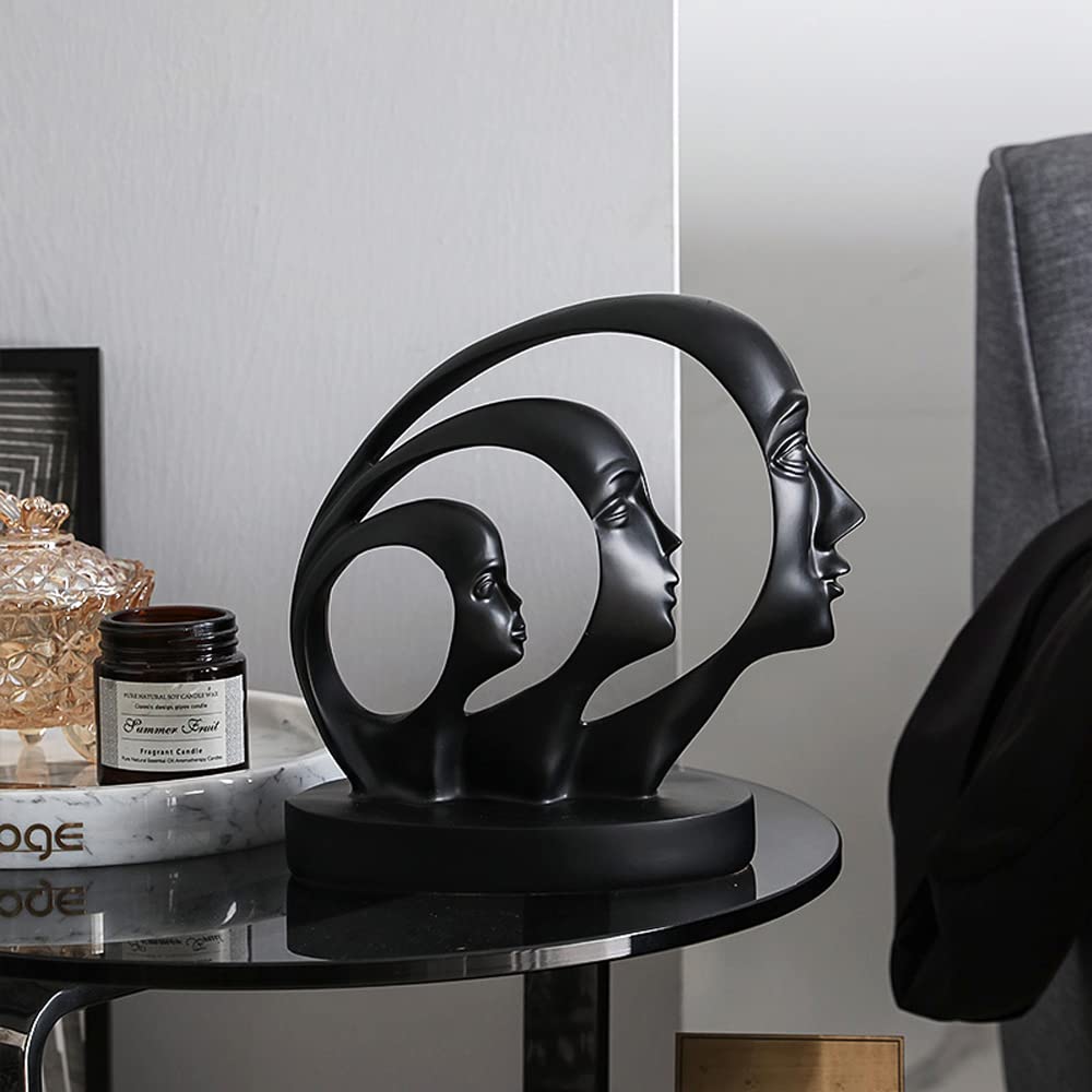 Modern Abstract Sculpture Statue - Minimalist Home & Office Decor for Living Room, Study, Desk - Unique Gift Idea for Housewarming, Birthday, Anniversary (Black)