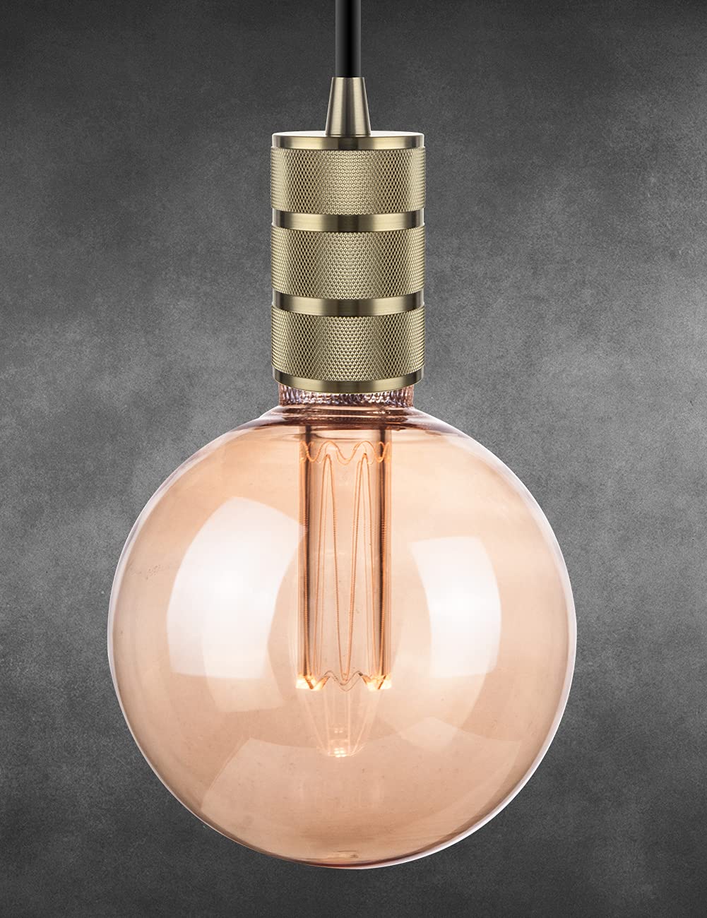 Champagne Gold Mini Pendant Light - Modern Single Socket Ceiling Fixture with 4.75'' Canopy & Adjustable 10ft Black Fabric Cord, E26 Lampholder (LP-067-2) - Perfect for Kitchen Island, Dining Room, Bar or Bedroom Lighting