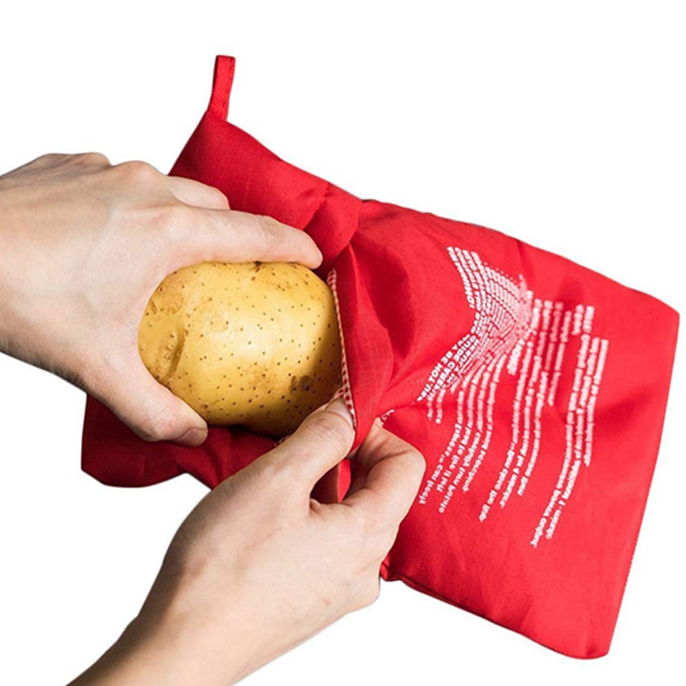 KINGZHUO 2-Pack Microwave Potato Cooker Bags - Reusable & Washable Tortilla Steamer Bags for Perfect Potatoes in 4 Minutes | Quick Cooking for Baked Potatoes, Sweet Potatoes & Tortillas | Ideal for Kitchens, Dorms & Fast Meals