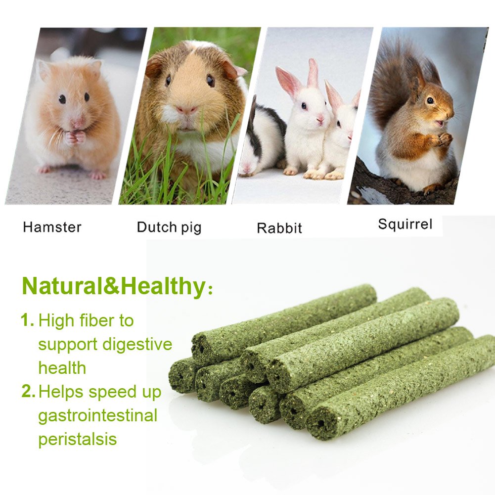 ULIGOTA 20pcs Natural Timothy Hay Sticks - Handmade Rabbit Chews & Treats for Teeth Care | Bunny Molar Toys for Guinea Pigs, Chinchillas, Rats, Hamsters & Gerbils | Small Pet Dental Health & Enrichment Activity