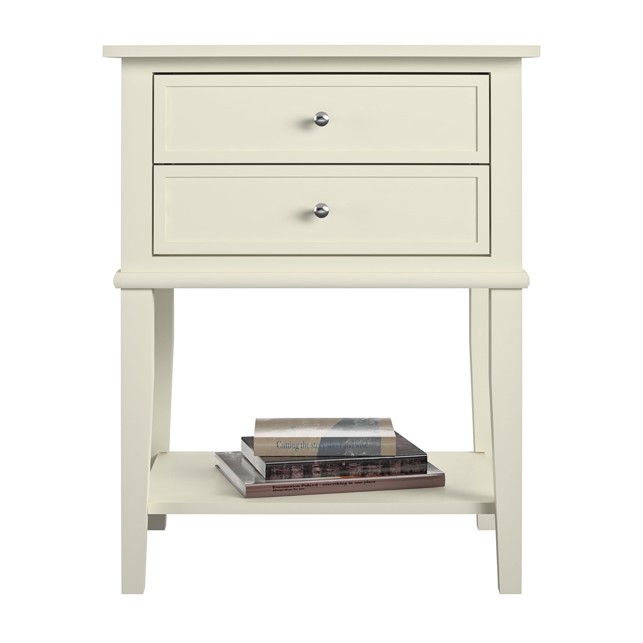Ameriwood Home Franklin Accent Table with 2 Drawers, Soft White - Stylish End Table for Living Room, Bedroom or Office - Perfect for Storage and Decor