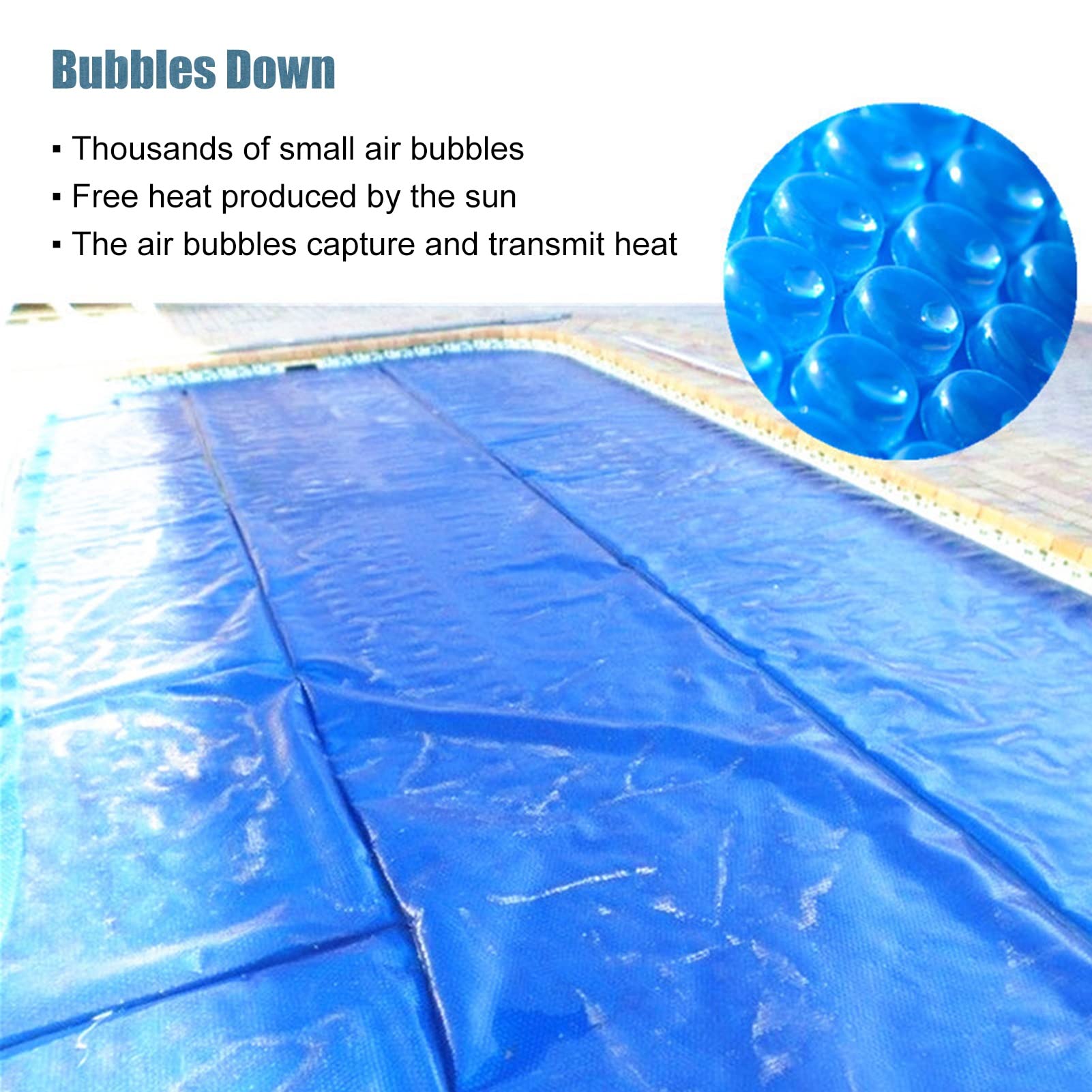 ERRULAN Blue Solar Pool Cover - Heavy Duty Swimming Pool Solar Blanket for Above Ground & Inground Pools - 1.5x6m/5x19.7ft Rectangle Heat Retention Cover - Perfect for Extending Swimming Season & Reducing Water Evaporation