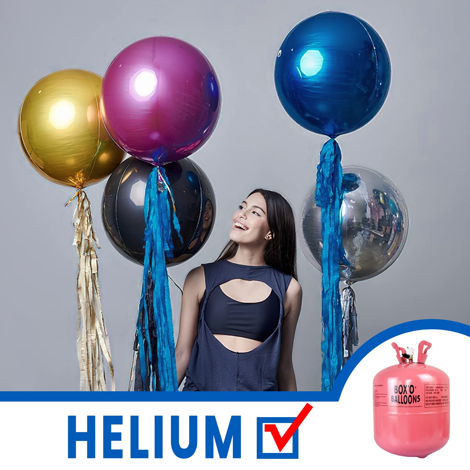 PartyWoo Dark Blue Balloons - 6 Pack 22 Inch Giant 4D Foil Balloons with Ribbon, Large Mylar Balloons for Birthday Party, Wedding & Event Decorations | Perfect for Baby Showers, Graduations & Anniversary Celebrations