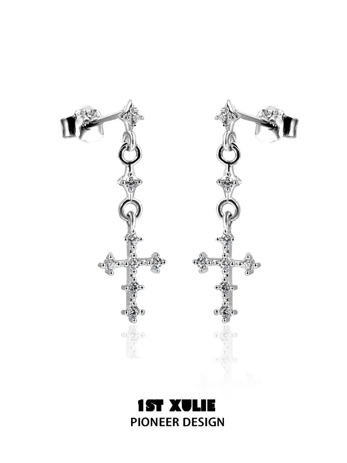 Sterling Silver S925 Zircon Double Piercing Earrings for Women - Elegant Angel Wing Design for Parties, Weddings & Everyday Wear
