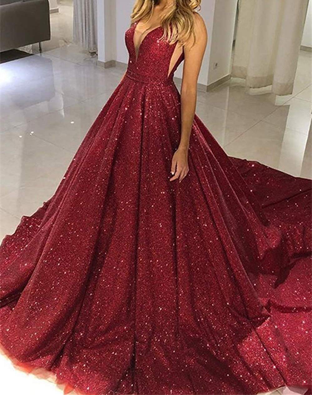 Elegant A-Line Prom Dresses for Women - Sparkling Glitter Long Cocktail Evening Gown for Formal Events | Perfect for Homecoming, Prom Night & Special Occasions