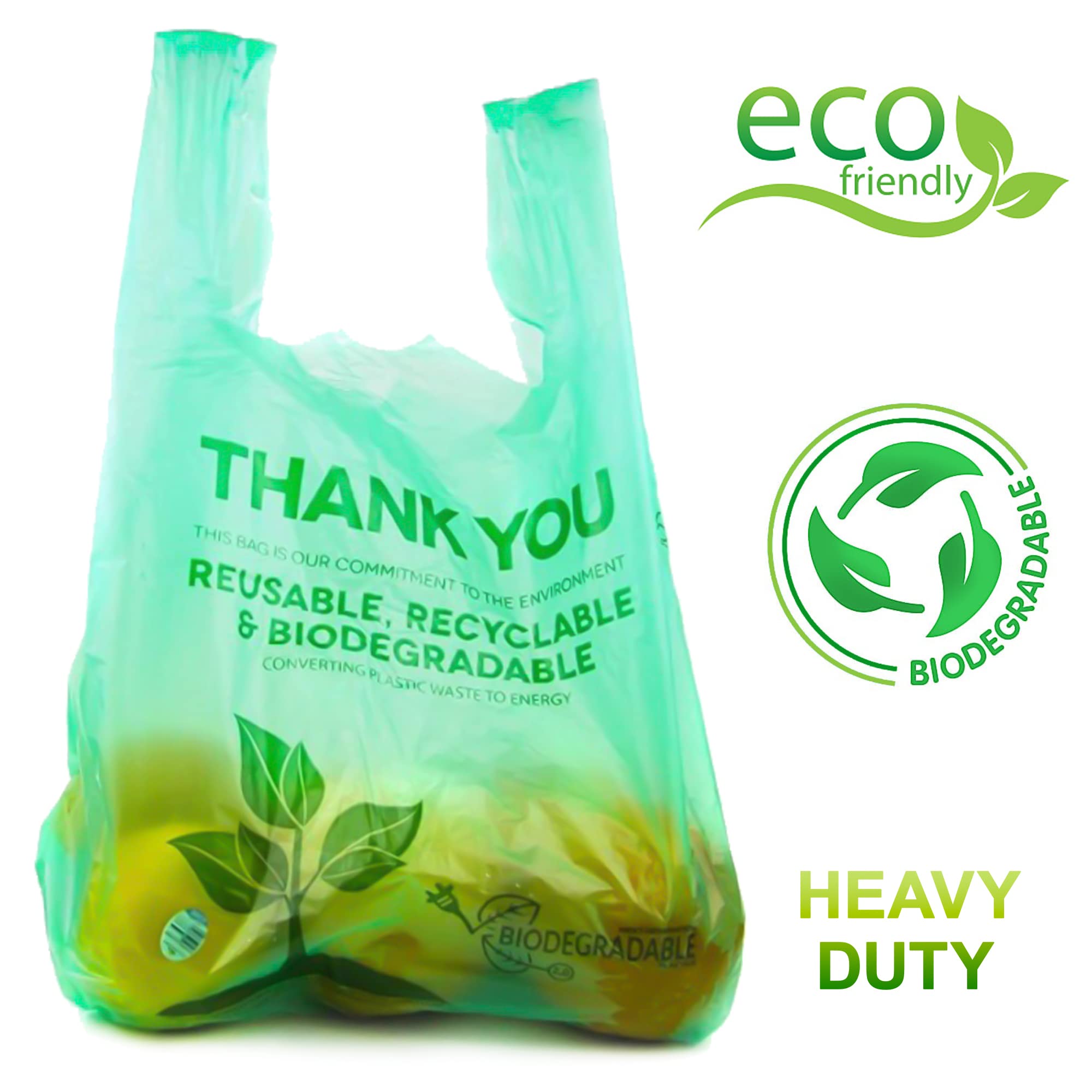 500 Pcs Biodegradable T-Shirt Plastic Bags with Handles 22