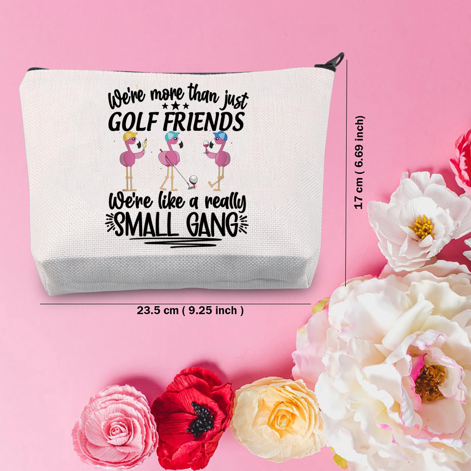 TSOTMO Flamingo Golf Zipper Makeup Bag - Perfect Gift for Golf Players & Lovers - Waterproof Cosmetic Pouch for Golf Course, Travel & Everyday Use