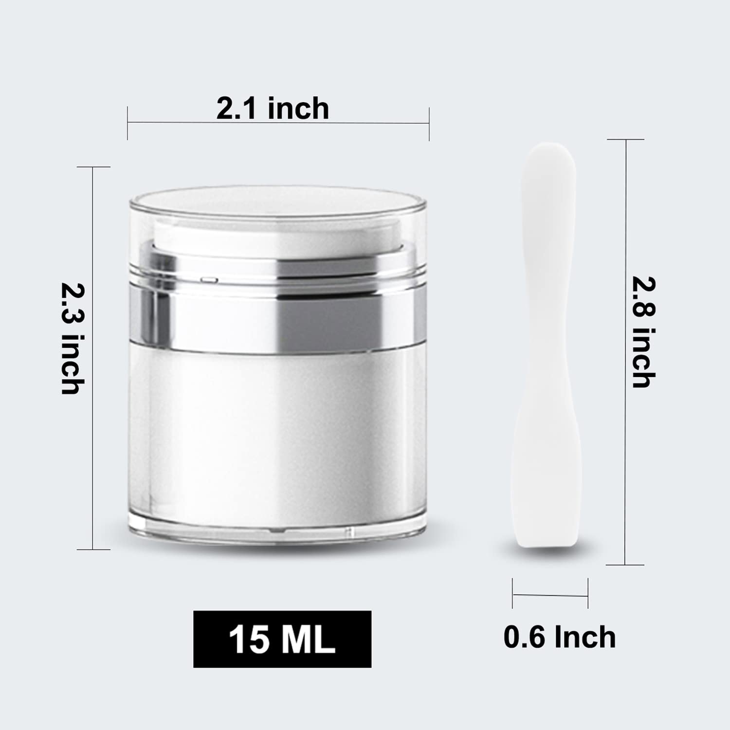 Airless Pump Bottles for Cosmetics - Refillable Travel Containers for Creams, Gels & Lotions with Spatula | Perfect for Skincare, Makeup & Toiletries On-The-Go