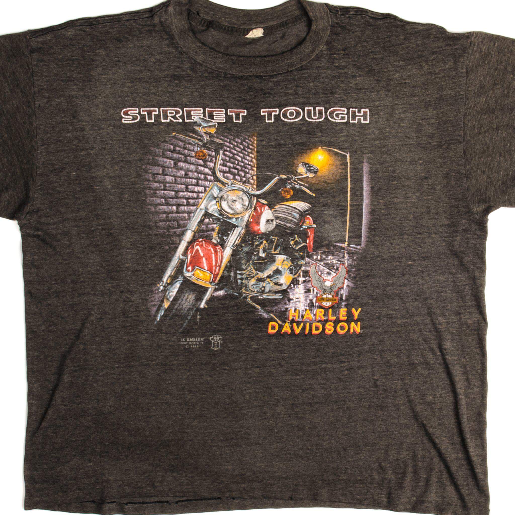 Vintage 3D Emblem Harley Davidson T-Shirt 1989 - XL Size, Made in USA - Motorcycle Enthusiast Gift, Biker Apparel for Men, Retro Style Tee for Casual Wear & Riding