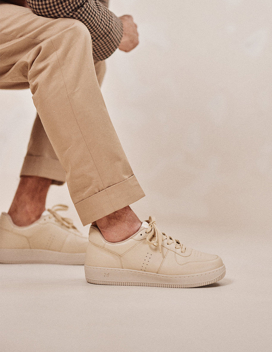 Maxence H Cream Leather Low Baskets - Stylish & Comfortable for Casual Outings & Everyday Wear