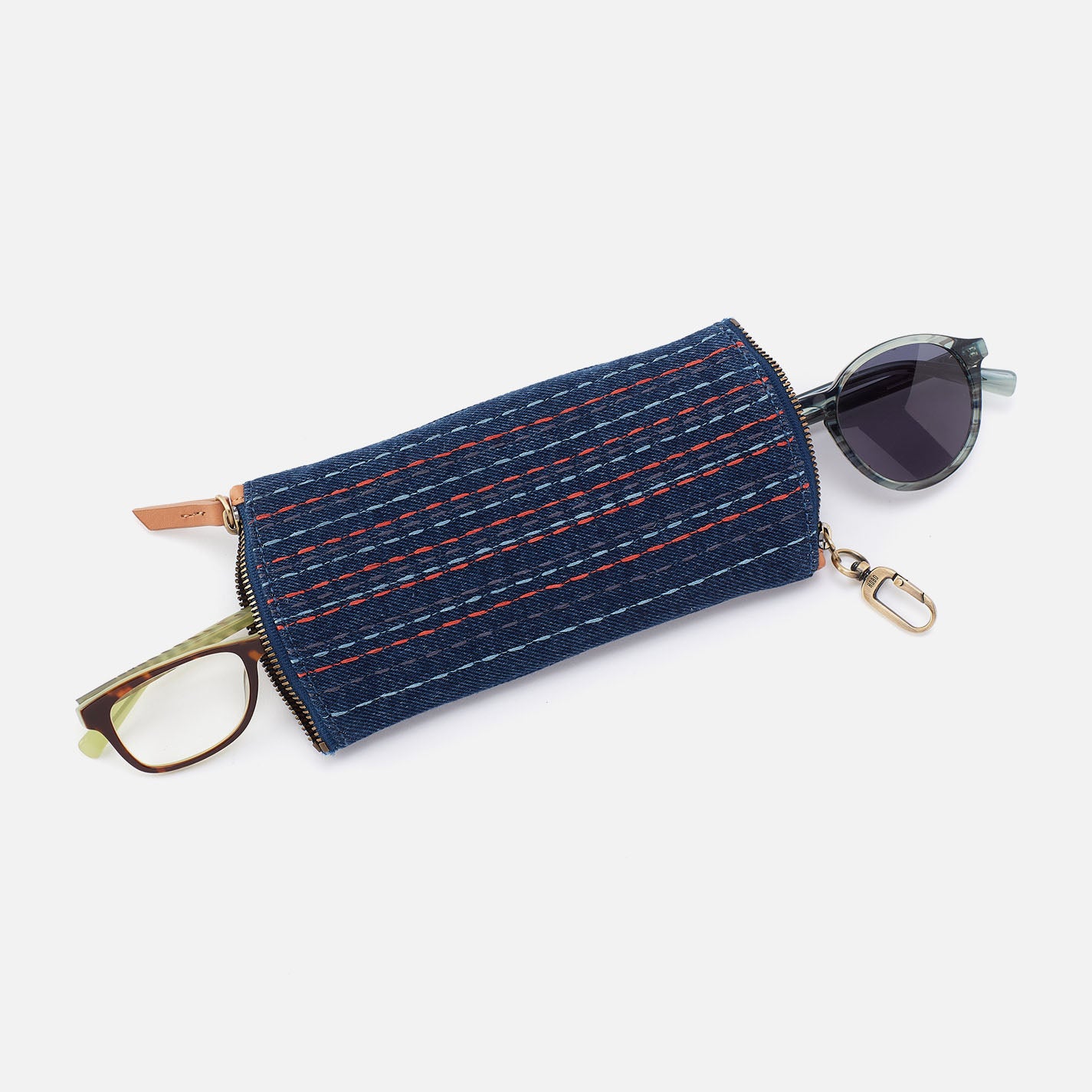 Premium Denim Double Eyeglass Case - Dark Denim Fabric Eyewear Holder for Sunglasses & Reading Glasses | Perfect for Travel, Work & Daily Use