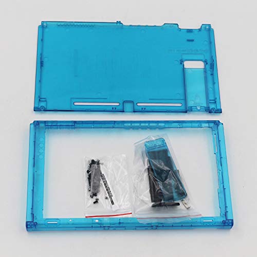 Nintendo Switch Replacement Faceplate Case - Hard Shell Front & Back Cover with Buttons Kit (Clear Blue) - Perfect for Console Protection & Customization