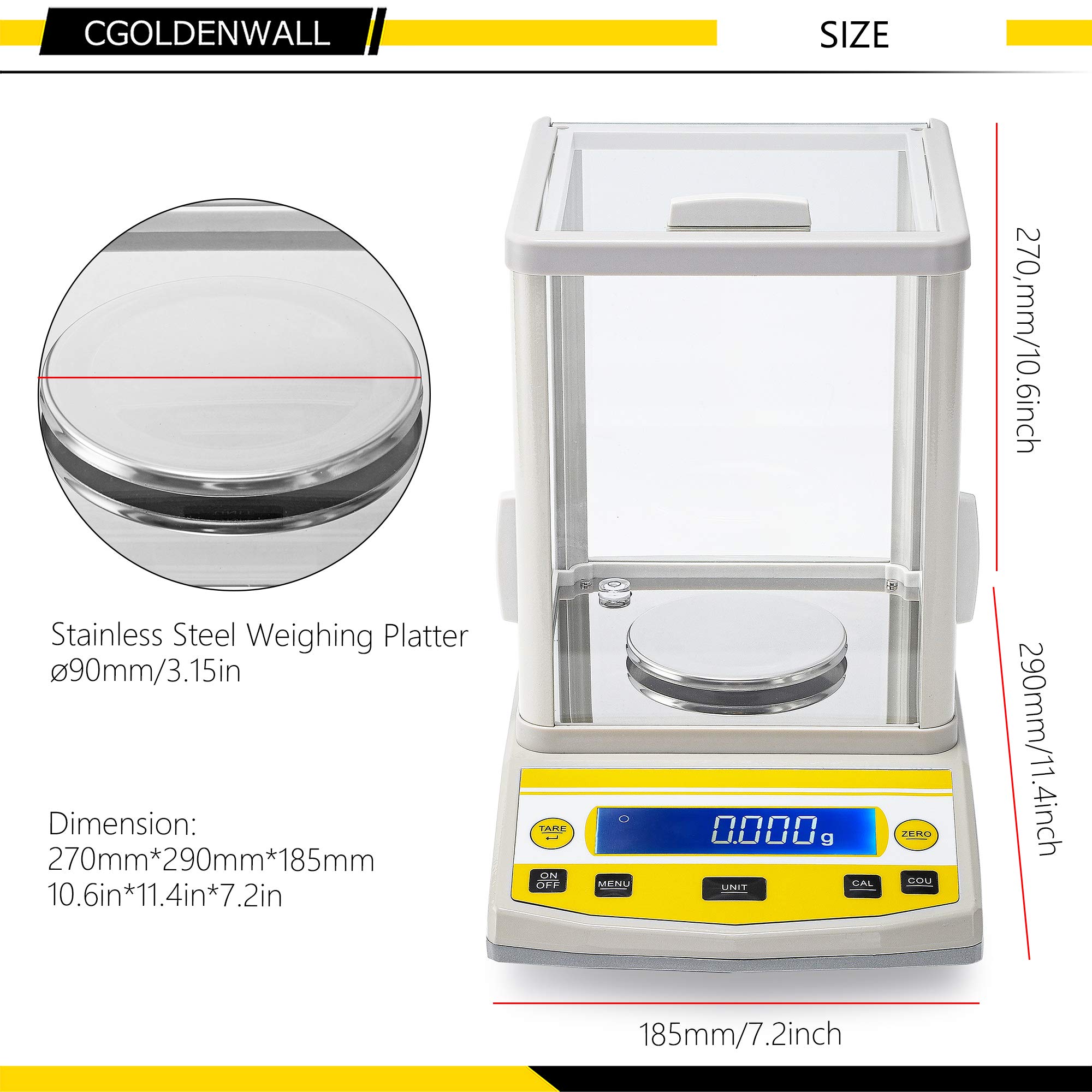 CGOLDENWALL 100g x 0.001g High Precision Digital Analytical Balance - Laboratory Electronic Scale for Pharmacy, Jewelry & Science Experiments | Accurate Weighing for Chemicals, Powders & Small Items