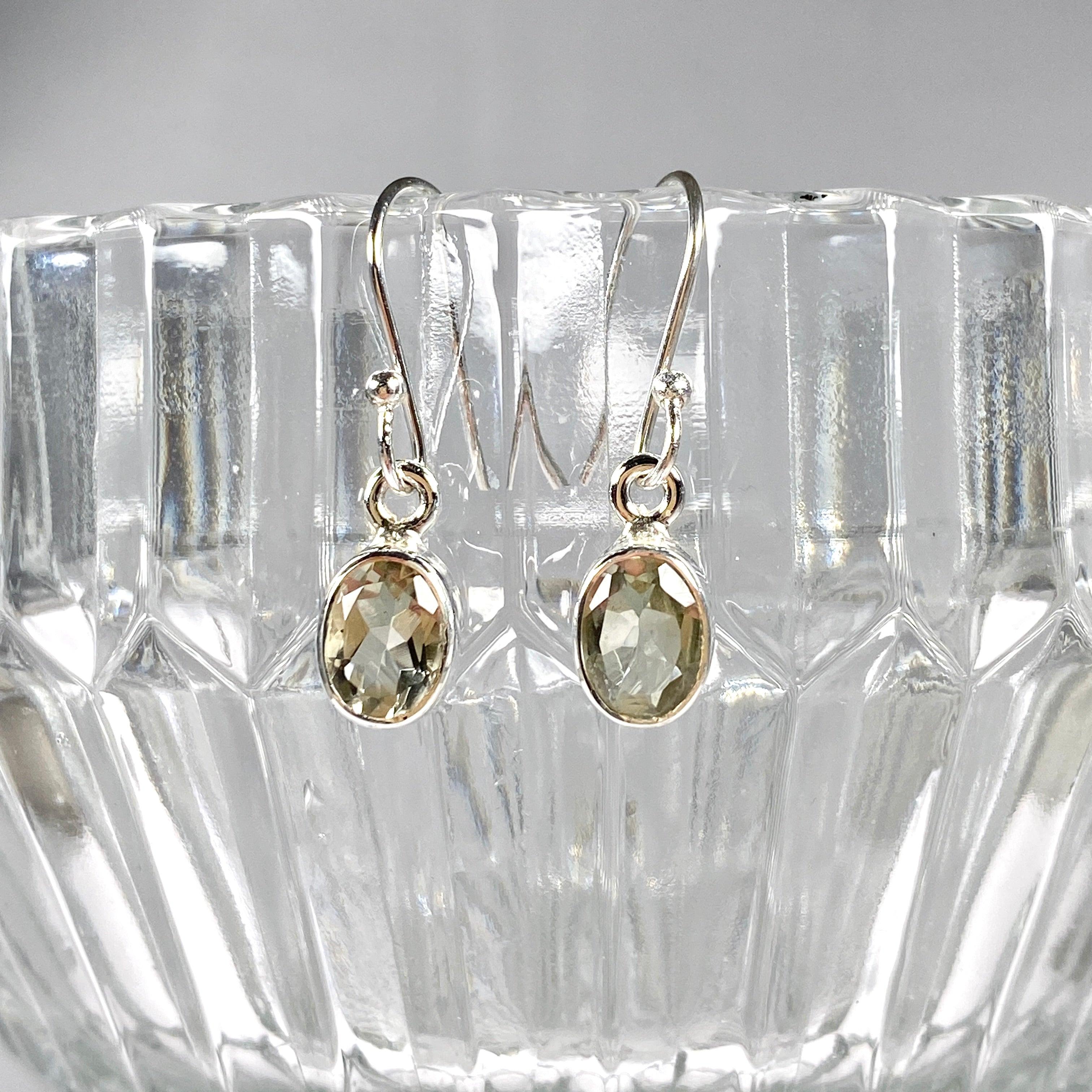 Prasiolite Petite Oval Faceted Earrings R2363 PRO - Elegant Green Gemstone Jewelry for Women, Perfect for Weddings, Parties & Everyday Wear