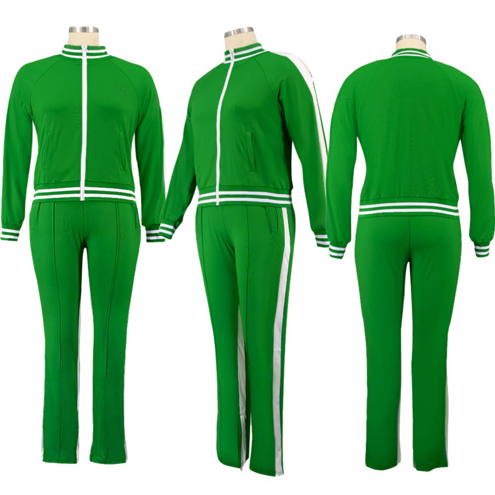 Ophestin Women's Plus Size 2-Piece Tracksuit Set - Long Sleeve Jacket & Skinny Sweatpants Outfit | Casual Loungewear, Workout & Street Style Fashion