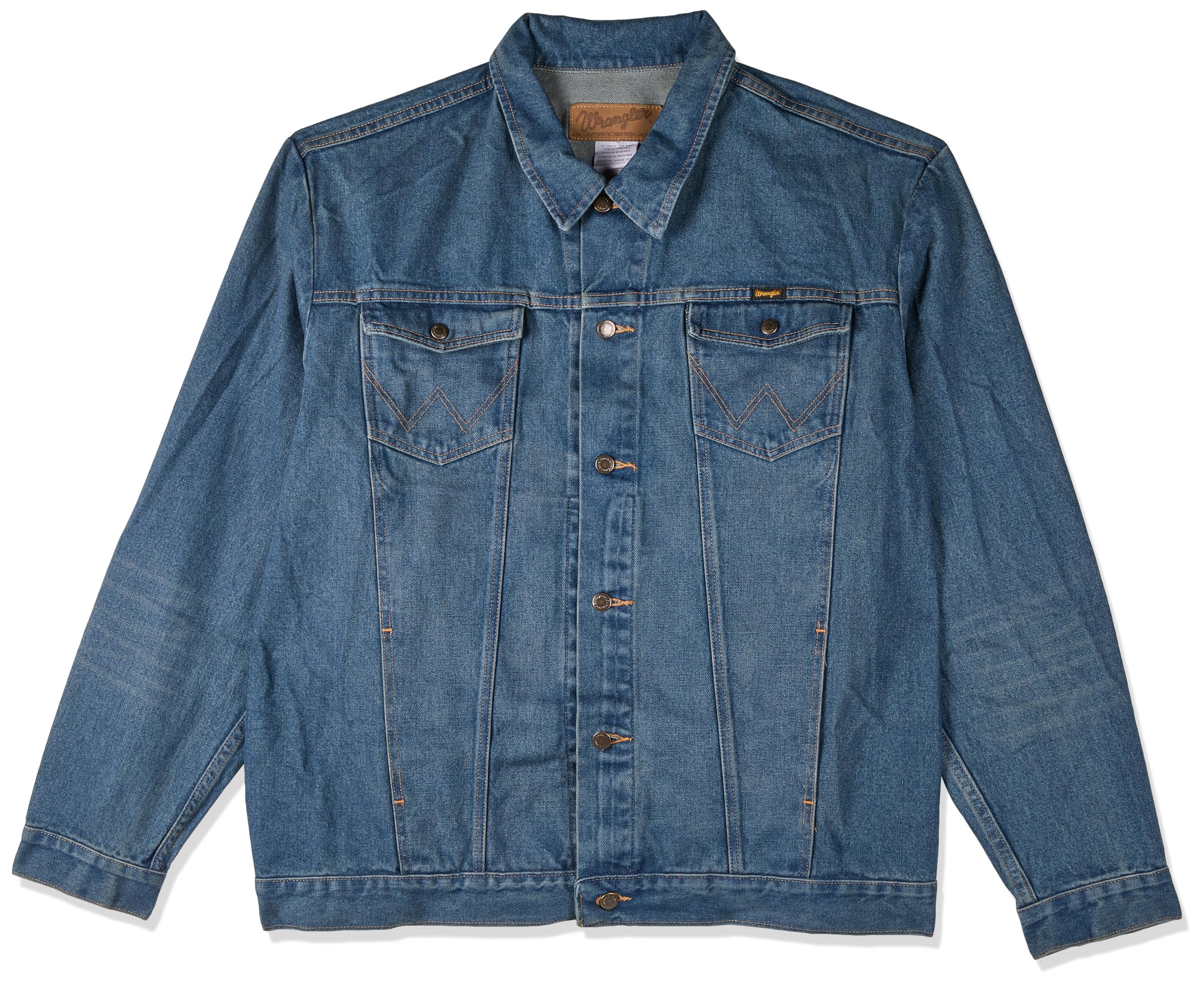Wrangler Men's Cowboy Cut Western Unlined Denim Jacket - Classic Blue Denim Workwear for Ranch, Rodeo & Casual Outfits