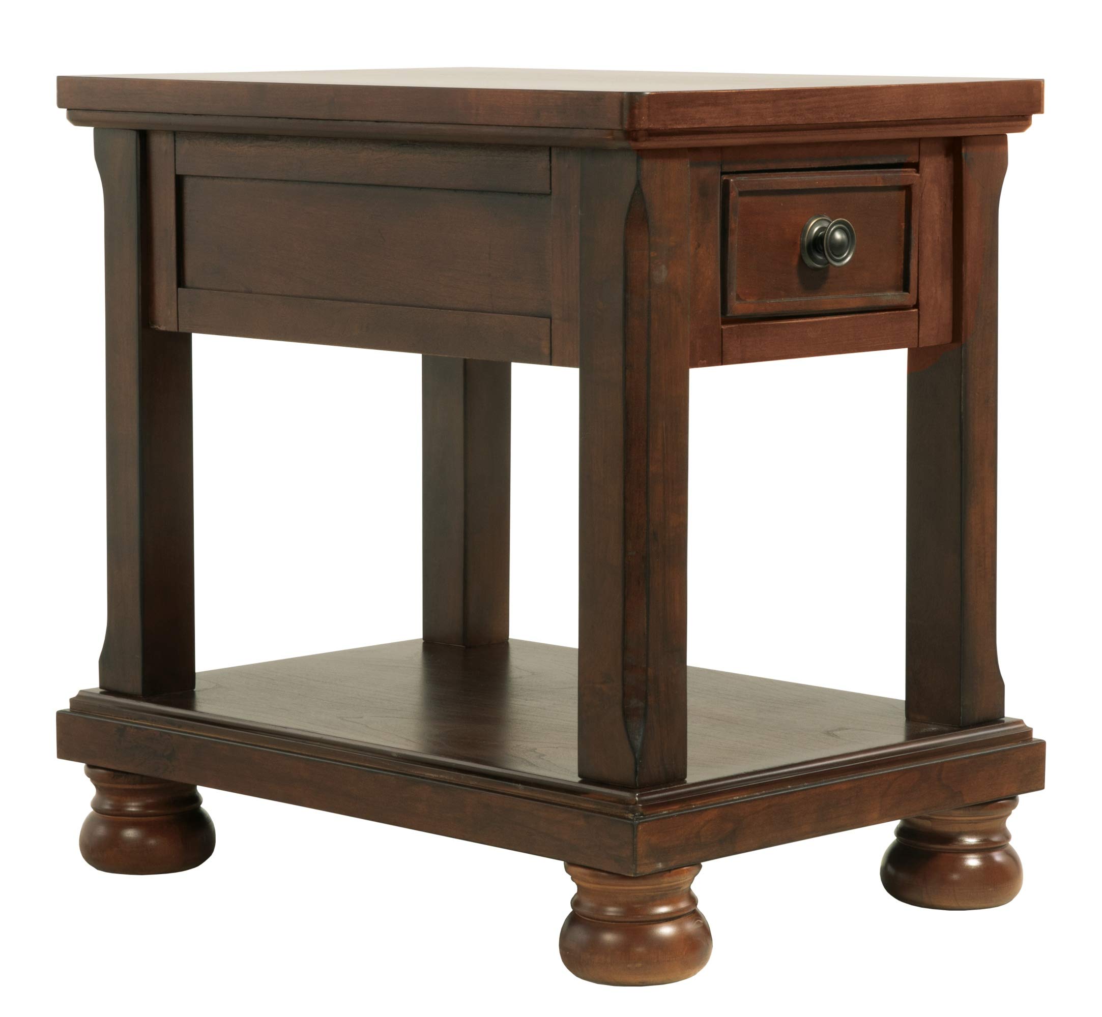Signature Design by Ashley Porter Traditional Hand-Finished Dark Brown Rectangular End Table - Perfect for Living Room, Bedroom & Office Side Table