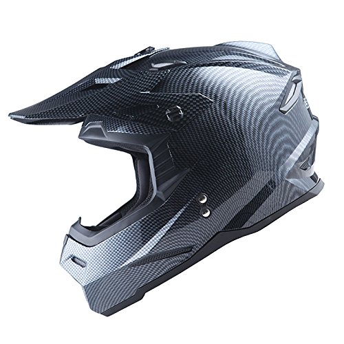 1Storm HF801 Carbon Fiber Motocross Helmet - Adult BMX MX ATV Dirt Bike Racing Helmet with Bluetooth Headset | Lightweight & Durable for Off-Road, Trail Riding & Motorcycle Adventures