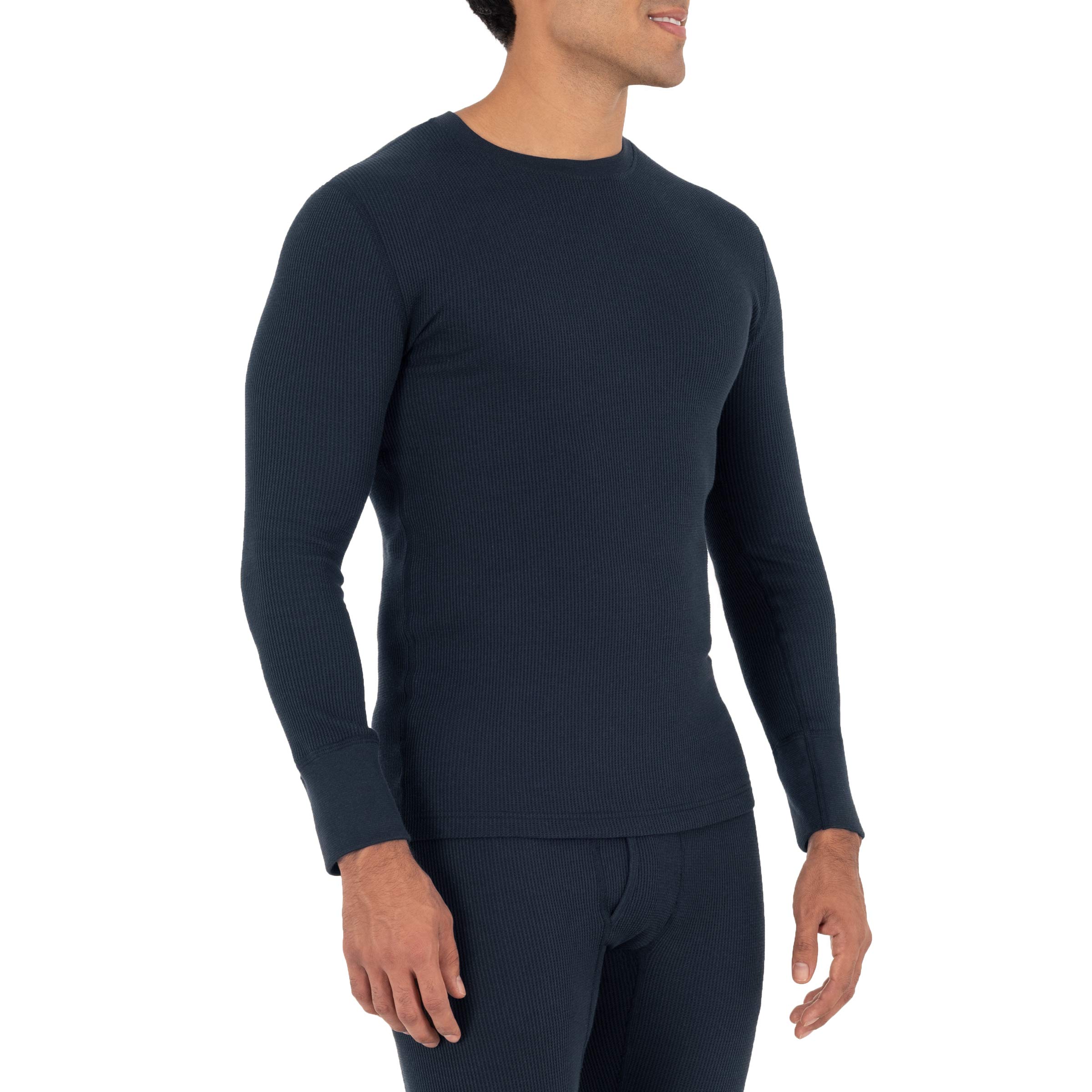 Fruit of the Loom Men's Eco-Friendly Recycled Waffle Thermal Underwear Crew Neck Top - 1 Pack & 2 Pack Options - Warm Base Layer for Winter, Outdoor Activities & Cold Weather Work