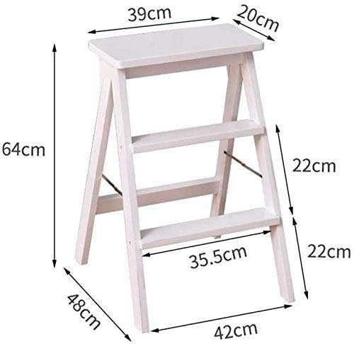 Foldable Wooden Step Stool with 3 Steps - Portable Pedal Ladder for Home, Kitchen, Bathroom & Kids - Non-Slip Climbing Stool, High Stool & Step Chair for Adults & Children