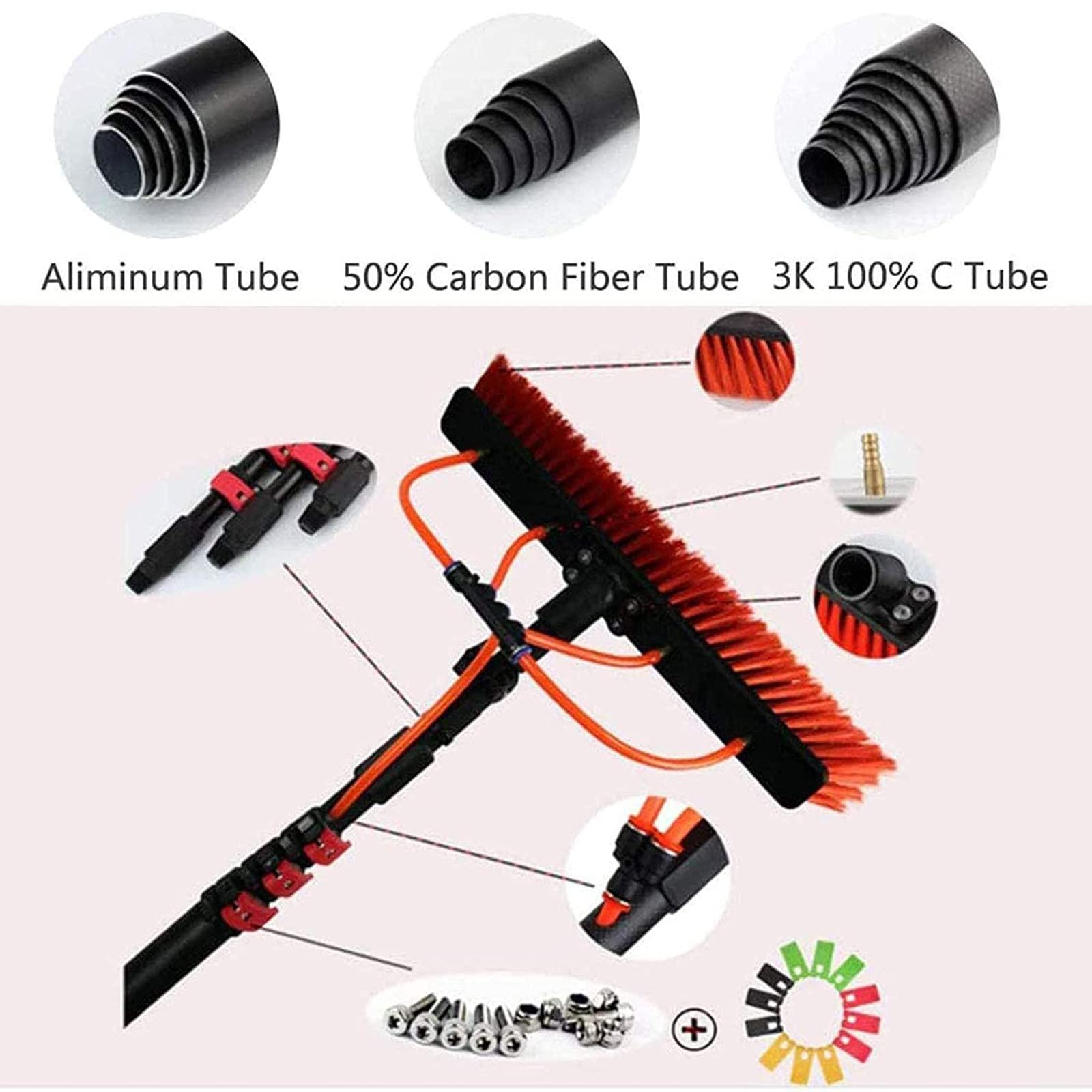 **18FT Telescopic Water Fed Pole Kit - Window Cleaning Brush for Solar Panels & High Windows | Outdoor Glass Washer Wand with Extension Pole (5.4m) - Perfect for Homes, Offices & Commercial Buildings**