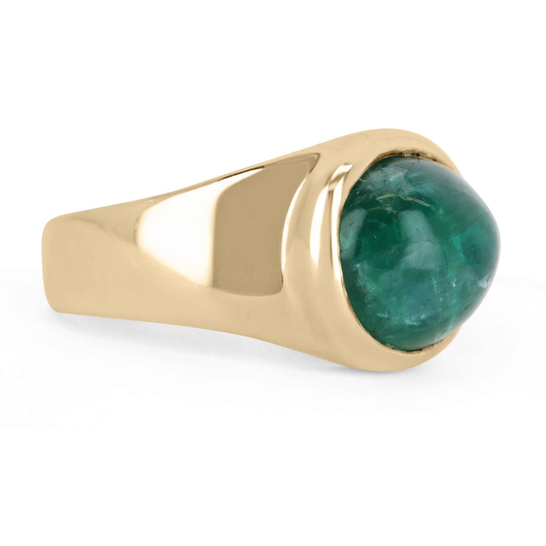 6.23 Carat Natural Emerald Cabochon Ring - Rich Green Gemstone in 14K Gold for Women & Men - Perfect for Engagement, Wedding & Everyday Elegance