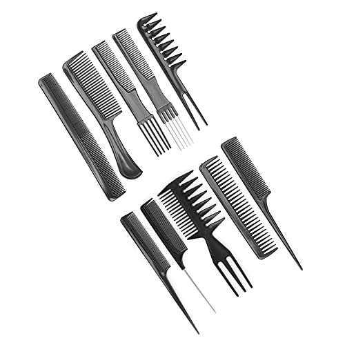 10pcs Professional Hair Styling Comb Set - Anti-Slip Grip, Durable Plastic Salon Combs for Hairdressing & Styling - Perfect for Salon Professionals & Home Hair Care