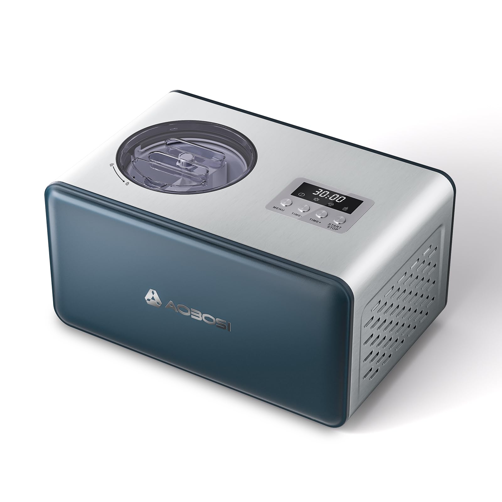 AAOBOSI 1.6 Quart Automatic Ice Cream Maker with Built-in Compressor - No Pre-Freezing Needed, 4 Modes for Frozen Yogurt & Sorbet, Digital Touch Control with Timer - Perfect for Home Kitchen, Parties & Dessert Making