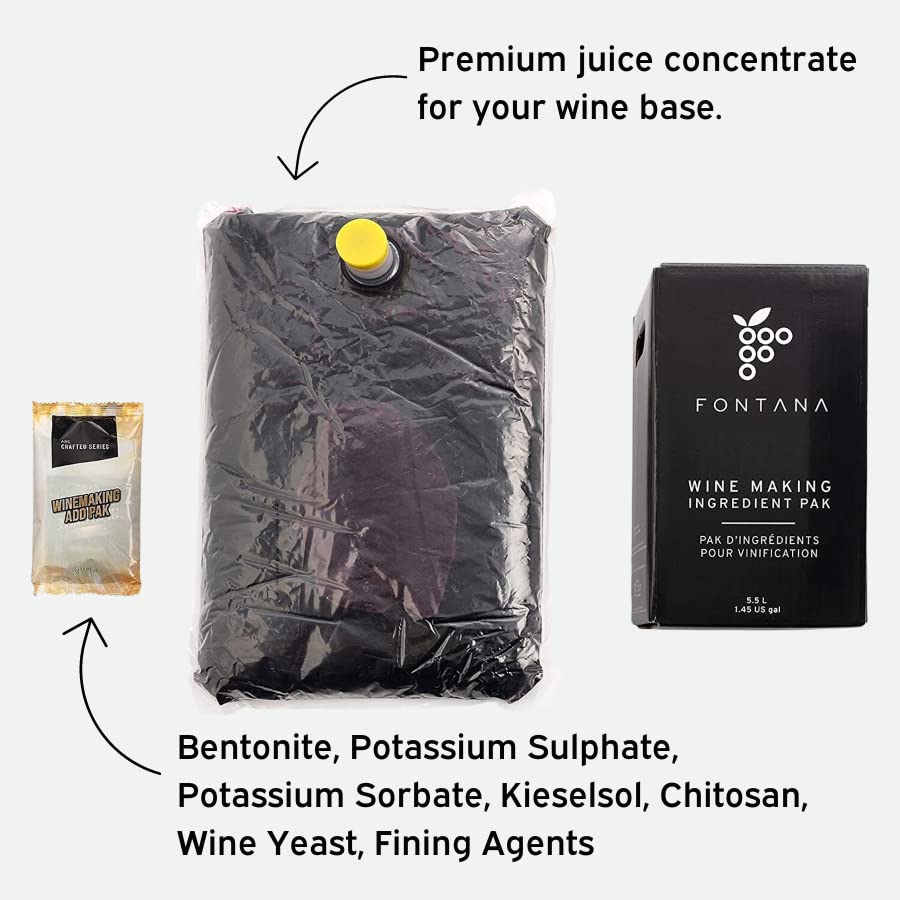 Premium Fontana Zinfandel Blush Wine Making Kit - 6 Gallon DIY Home Brewing Supplies - Makes 30 Bottles of California-Style Rosé Wine - Perfect for Wine Enthusiasts, Gifts & Special Occasions