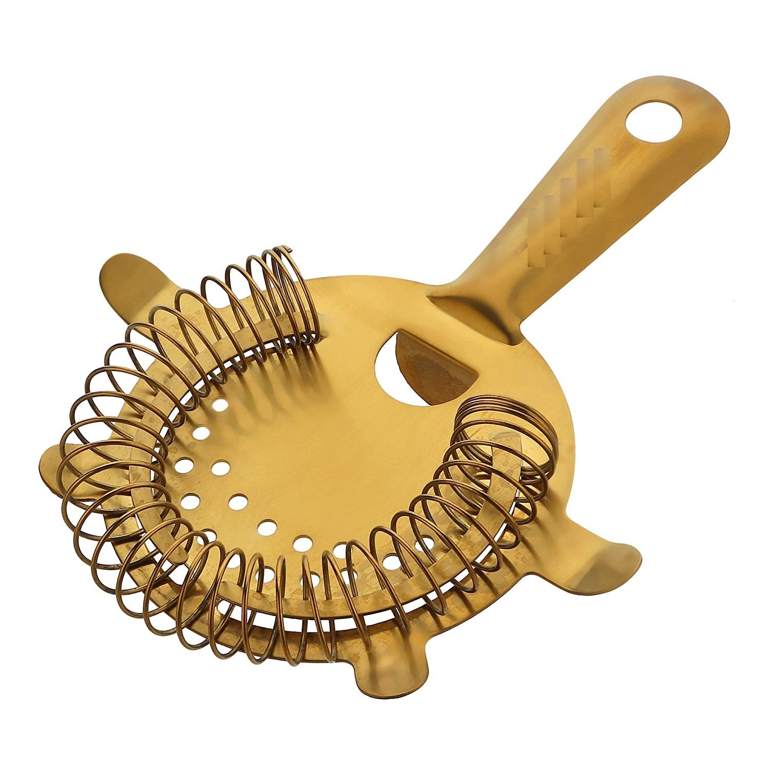 Premium Gold PVD Coated Stainless Steel Cocktail Strainer Bar Tool - Perfect for Mixing Martinis, Mojitos & Craft Cocktails at Home Bars