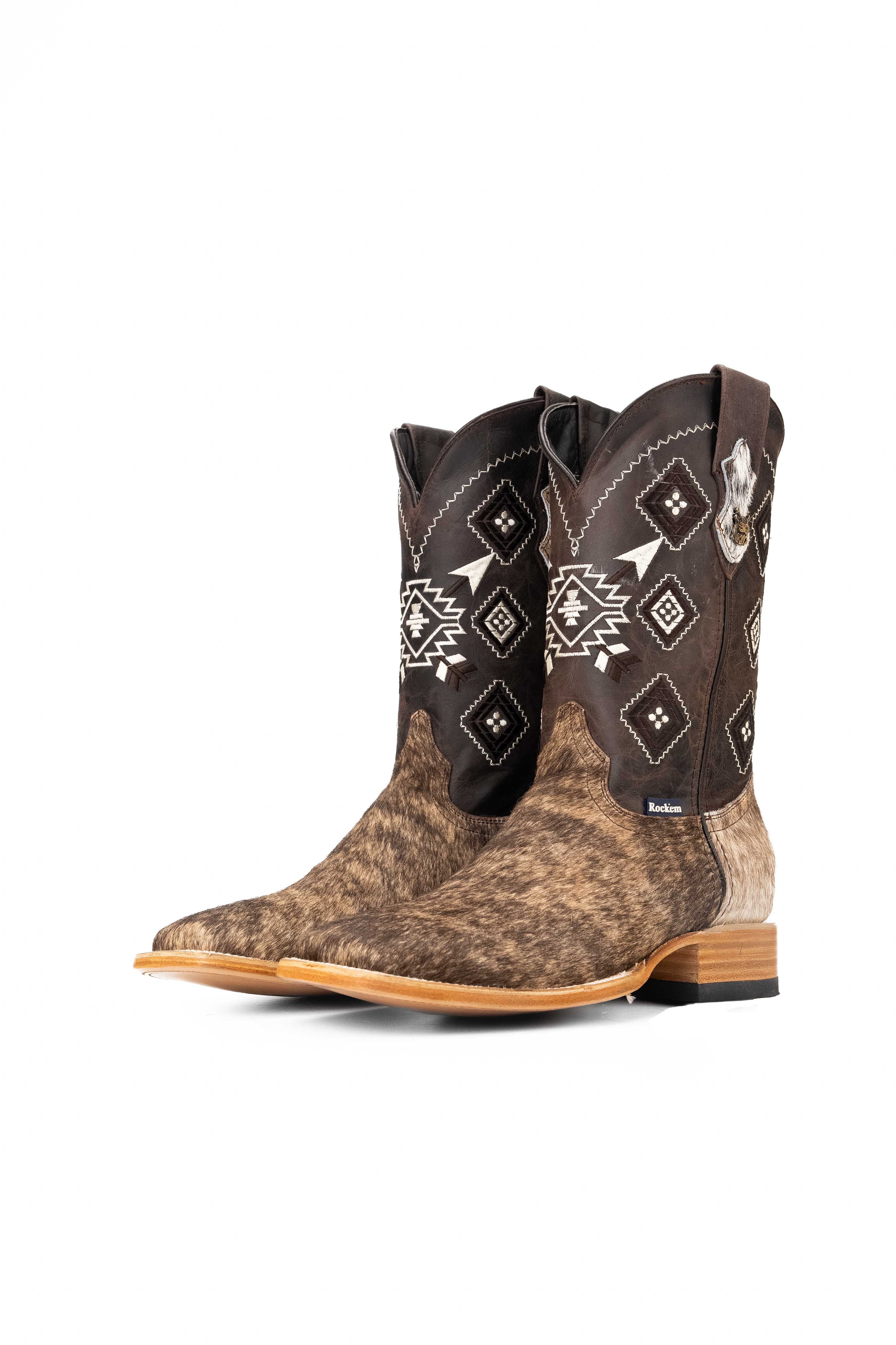 Men's Genuine Cowhide Square Toe Cowboy Boots - Size 10 Western Boots for Men - Durable & Comfortable Riding Boots - Perfect for Rodeo, Country Dancing & Outdoor Adventures