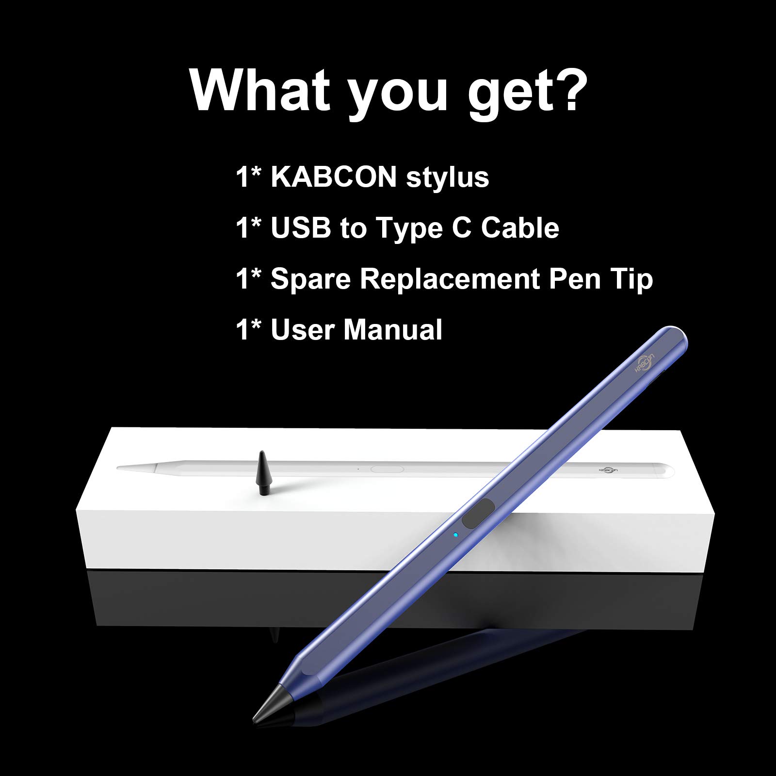 KABCON Stylus Pen for iPad 2018-2023 - Apple Pencil Alternative with Tilt & Palm Rejection, Magnetic Attachment - Compatible with iPad 6th/7th/8th/9th Gen, iPad Mini 5th/6th Gen, iPad Pro 11