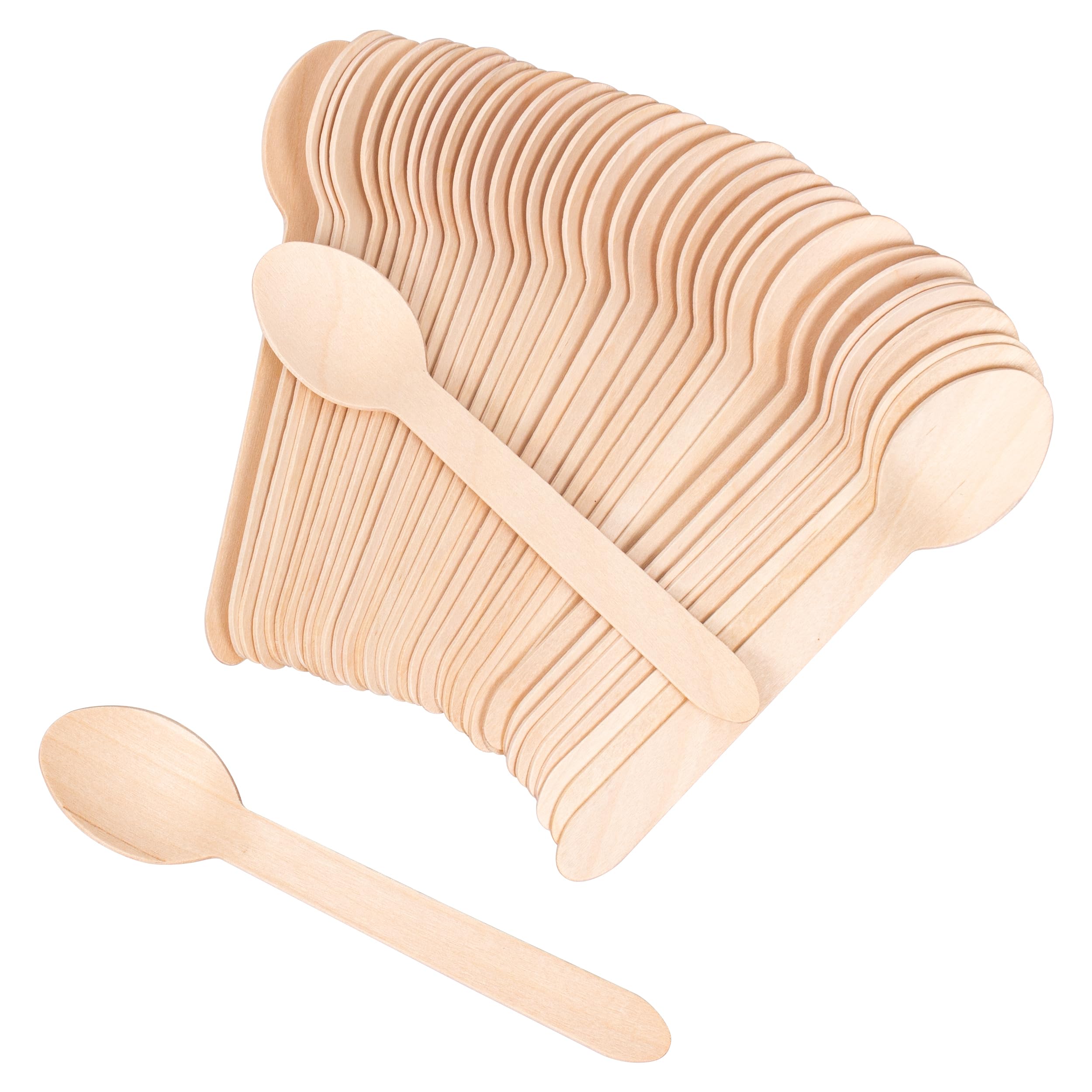 Eco-Friendly Disposable Wooden Spoons - 100 Pack Biodegradable 6.3 Inch Wood Cutlery for Parties, Picnics & Takeout - Sustainable Alternative to Plastic Utensils