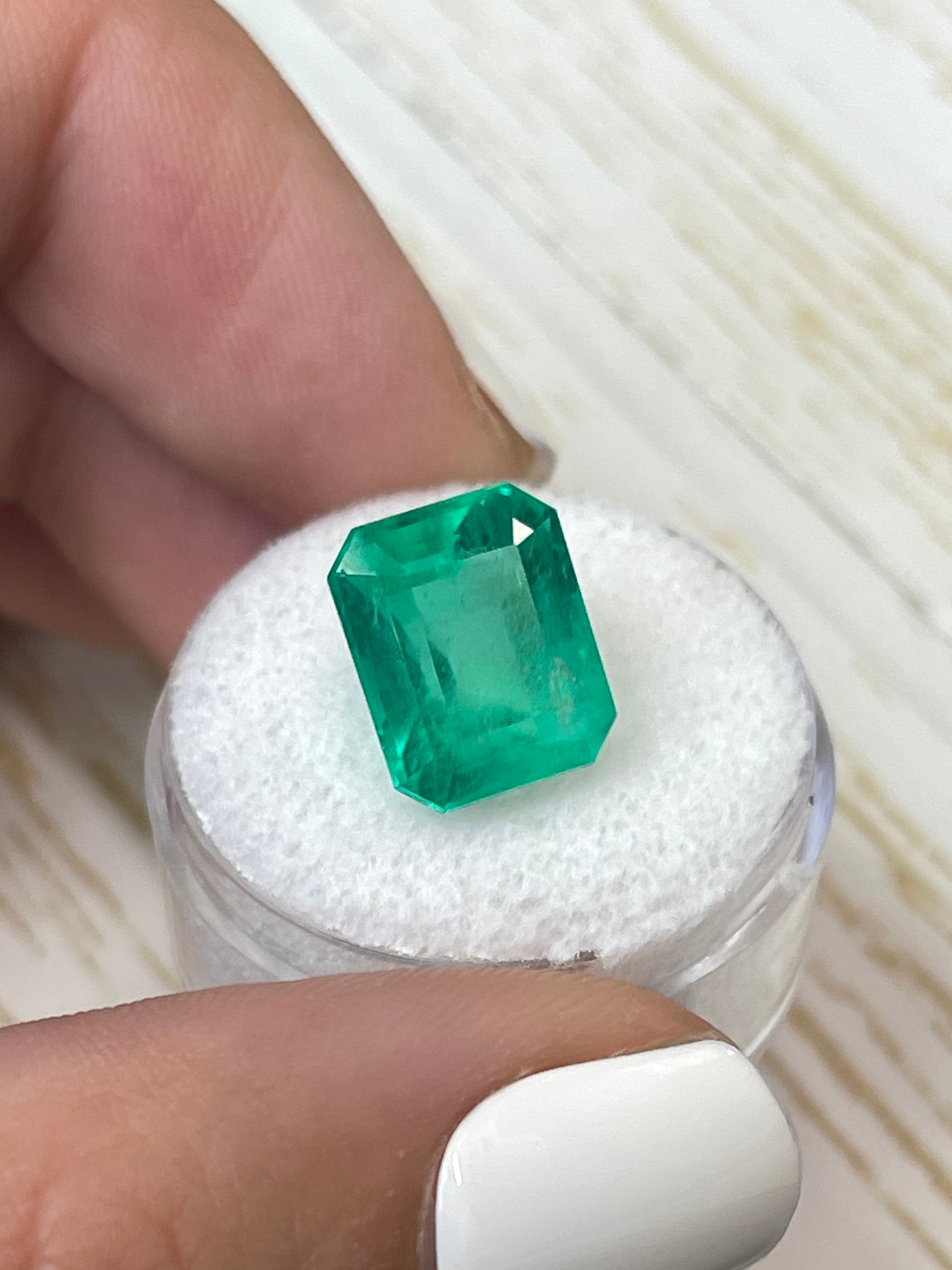 7.81 Carat 12x10mm Loose Colombian Emerald Gemstone - Emerald Cut for Jewelry Making, Engagement Rings & Luxury Gifts