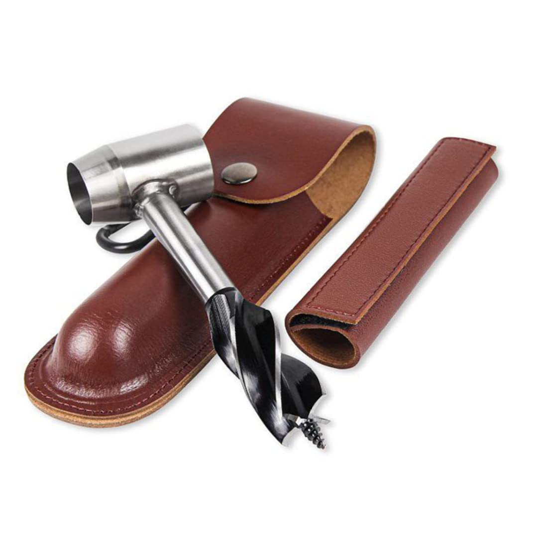 Premium Nicedea Wood Auger Drill Bit - Bushcraft Hand Auger Wrench for Survival & Settlers - Multi-Functional Wood Drill & Peg Hole Maker Tool (Brown) - Ideal for Camping, Woodworking & DIY Projects