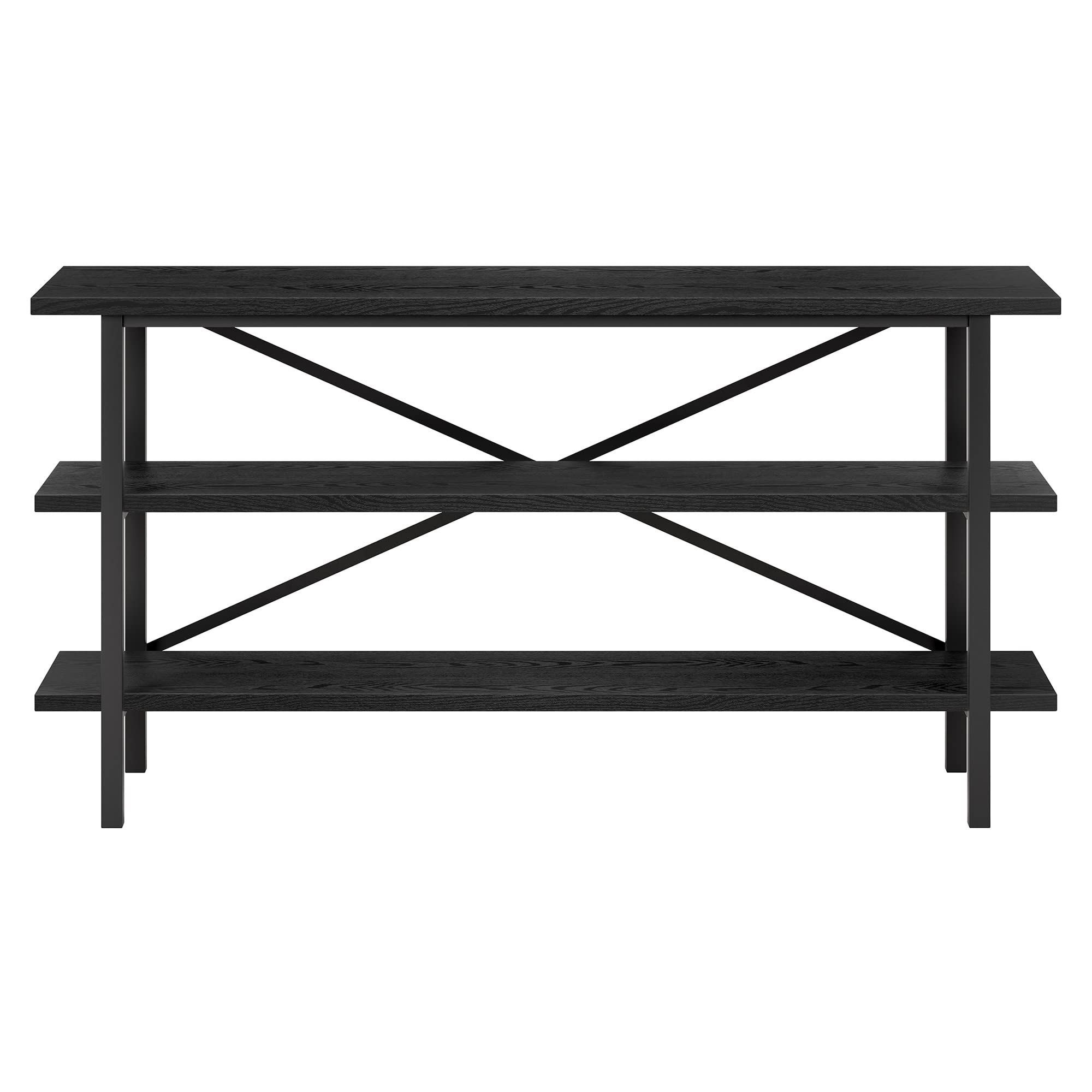 Holloway 65 Inch TV Stand - Modern Rectangular Entertainment Center with Black Wood Grain Finish for Living Room, Bedroom & Home Theater
