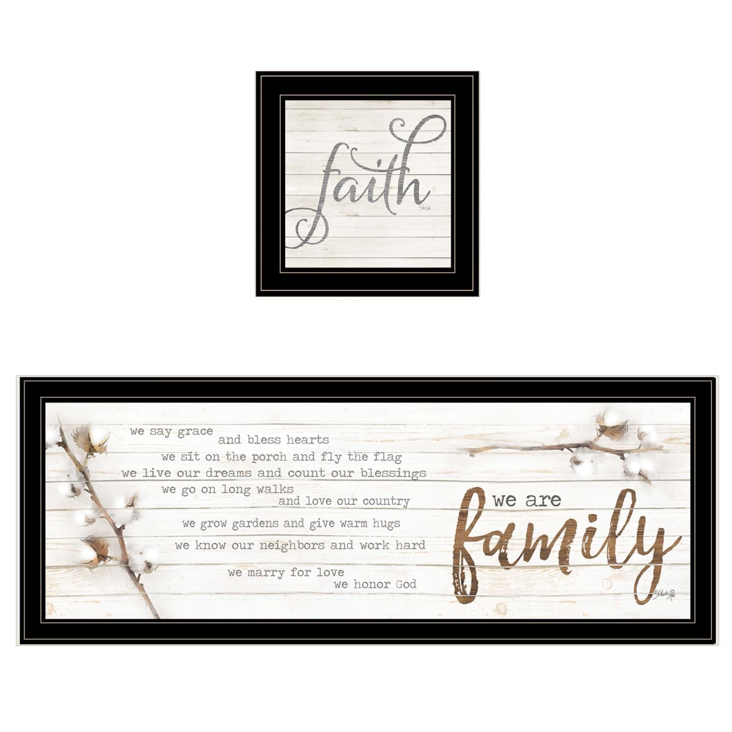 2-Piece Vignette Wall Art Set by Marla Rae - Elegant Black Frame Home Decor for Living Room, Bedroom & Office