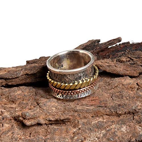 Beautiful Designer Spinner Ring for Women - 925 Sterling Silver Anxiety Relief & Meditation Ring - Textured Spinner Band Jewelry - Perfect Christmas Gift for Her - Ideal for Stress Relief, Focus & Everyday Wear