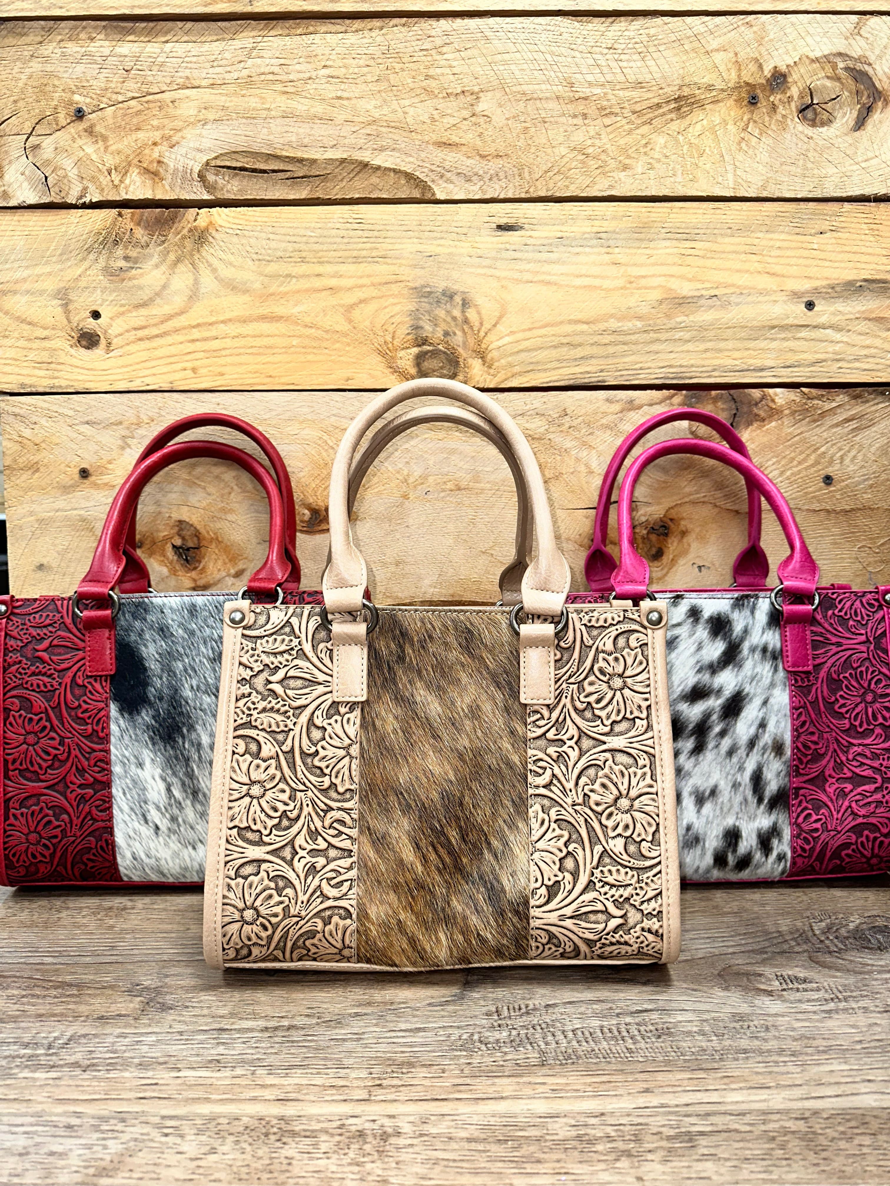 Premium Trinity Ranch Cowhide Leather Tooled CC Tote Bag - Handcrafted Western Style Purse for Women - Perfect for Work, Travel & Country Events