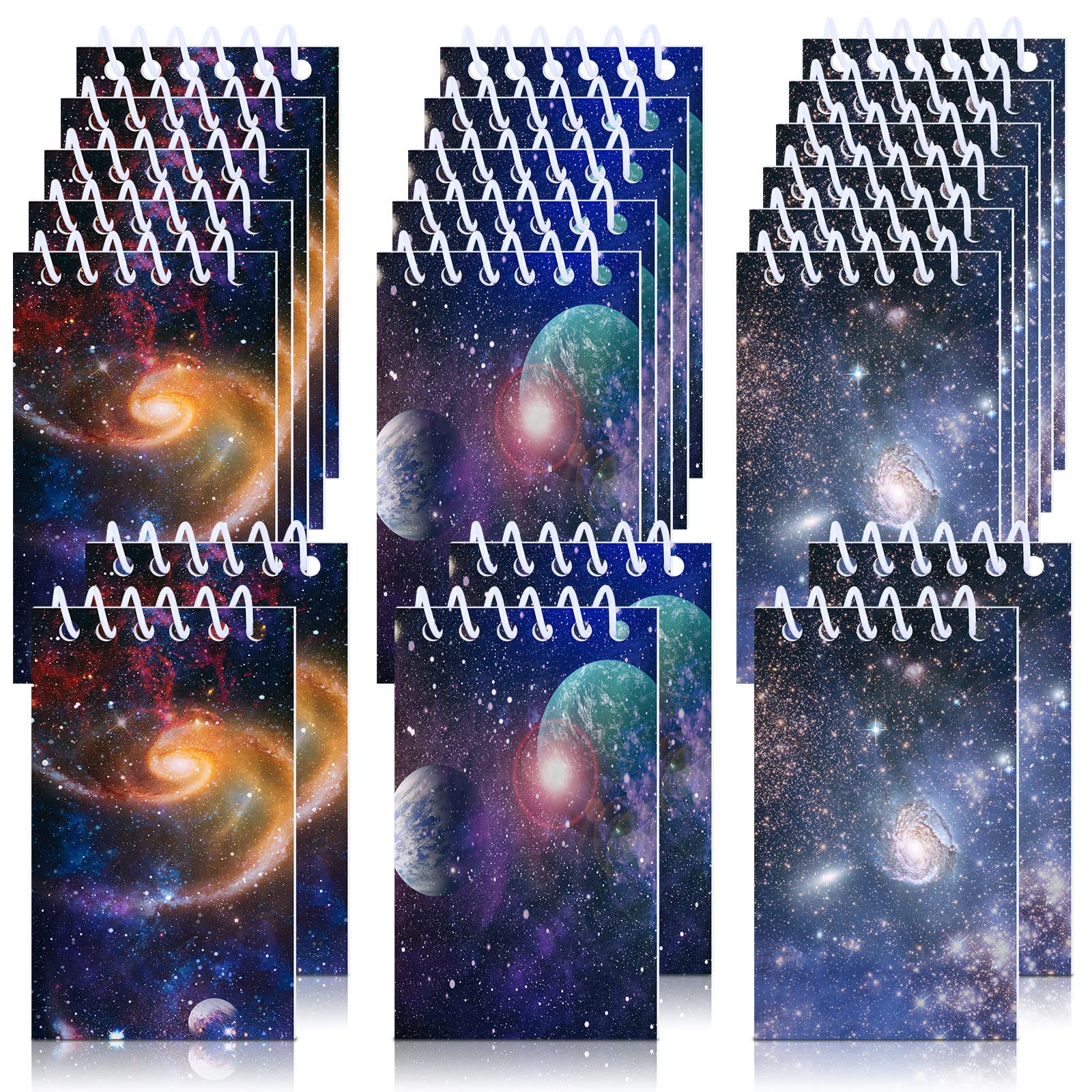 24-Piece Outer Space Galaxy Mini Spiral Notepads - Solar System Planet Themed Small Notebooks for School, Office & Party Favors - Perfect for Note Taking, Gifts & Classroom Rewards