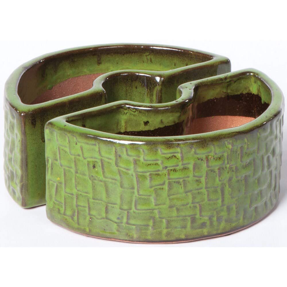 Island Green Ceramic Cobblestone Umbrella Planter - Round Garden Decor for Patio, Balcony & Outdoor Spaces